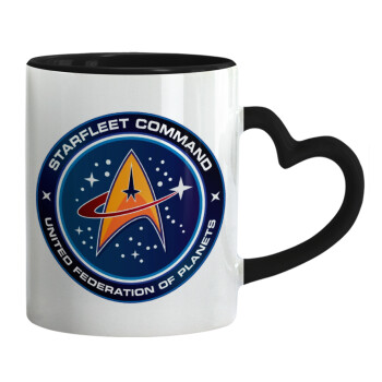 Starfleet command, Mug heart black handle, ceramic, 330ml