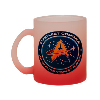 Starfleet command, Κούπα γυάλινη δίχρωμη με βάση το κόκκινο ματ, 330ml