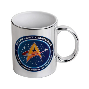 Starfleet command, Κούπα κεραμική, ασημένια καθρέπτης, 330ml