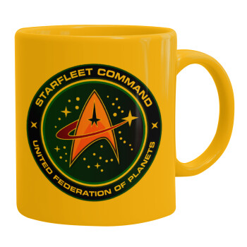 Starfleet command, Ceramic coffee mug yellow, 330ml (1pcs)