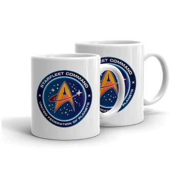 Starfleet command, Κουπάκια λευκά, κεραμικό, για espresso 75ml (2 τεμάχια)