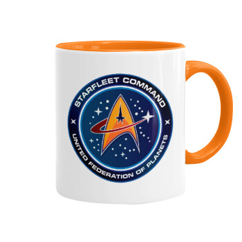 Starfleet command, Mug colored orange, ceramic, 330ml