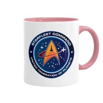Starfleet command, Κούπα χρωματιστή ροζ, κεραμική, 330ml