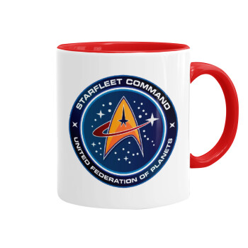 Starfleet command, Κούπα χρωματιστή κόκκινη, κεραμική, 330ml