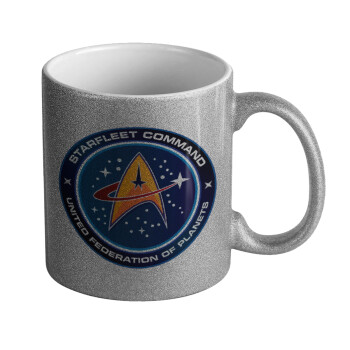 Starfleet command, Κούπα Ασημένια Glitter που γυαλίζει, κεραμική, 330ml