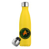 Yellow Stainless Steel Metallic Thermos, double-walled, 500ml