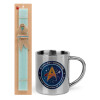 Easter Set, metallic thermal cup (300ml) & aromatic flat Easter candle (30cm) (TURQUOISE)