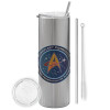 Tumbler stainless steel Silver 600ml, with metal straw & cleaning brush
