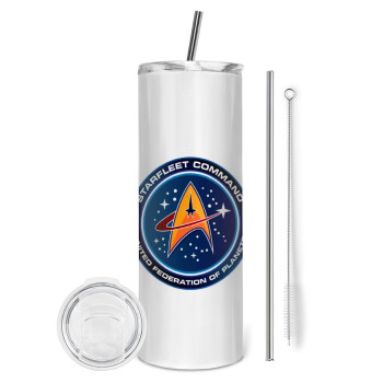 Starfleet command, Tumbler stainless steel 600ml, with metal straw & cleaning brush