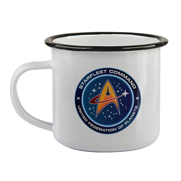 Starfleet command — Enamel mug with black rim, 360ml