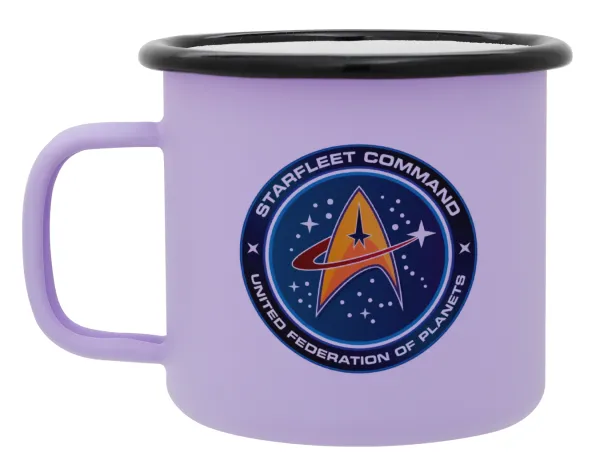 Starfleet command — Metal enamel mug, matte light pastel purple, 360ml