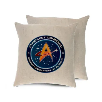Starfleet command, Μαξιλάρι καναπέ ΛΙΝΟ 40x40cm περιέχεται το  γέμισμα