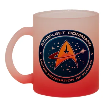 Starfleet command, Κούπα γυάλινη δίχρωμη με βάση το κόκκινο ματ, 330ml