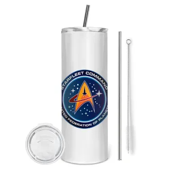 Starfleet command, Tumbler stainless steel 600ml, with metal straw & cleaning brush