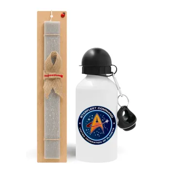 Starfleet command, Easter Set, metallic aluminum water bottle (500ml) & aromatic flat Easter candle (30cm) (GRAY)