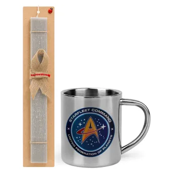 Starfleet command, Easter Set, metallic thermal cup (300ml) & Easter aromatic flat candle (30cm) (GRAY)