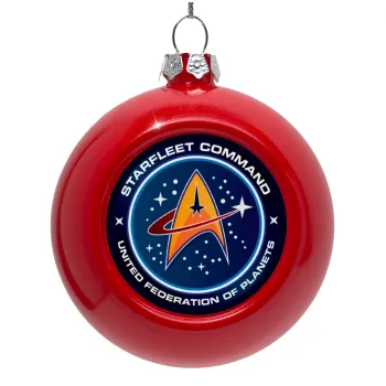 Starfleet command, Red Christmas tree ornament bauble 8cm