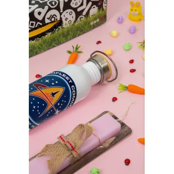 Starfleet command, Πασχαλινή Λαμπάδα με παγούρι μεταλλικό (620ml, stainless steel) & κερί αρωματικό πλακέ (30cm) (ΡΟΖ)