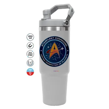 Starfleet command, GREY color, 890ml (30oz) stainless Steel Tumbler with Handle
