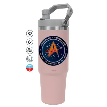 Starfleet command, Pink color, 890ml (30oz) stainless Steel Tumbler with Handle