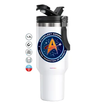 Starfleet command, Mega Stainless steel Tumbler with lid, double wall 1,2L