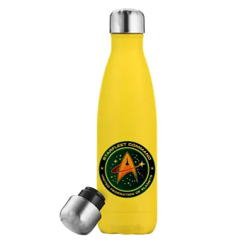 Starfleet command, Yellow Stainless Steel Metallic Thermos, double-walled, 500ml