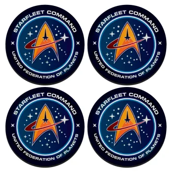 Starfleet command, ΣΕΤ 4 Σουβέρ ξύλινα στρογγυλά (9cm)
