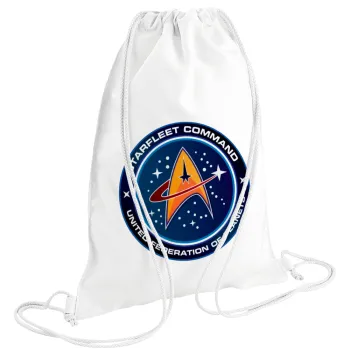 Starfleet command, Backpack pouch GYMBAG white (28x40cm)