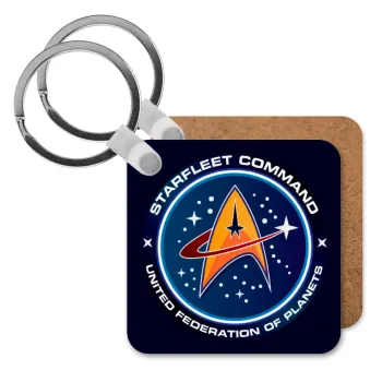 Starfleet command, Μπρελόκ Ξύλινο τετράγωνο MDF