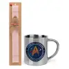 Easter Set, metallic thermal cup (300ml) & aromatic flat Easter candle (30cm) (PINK)