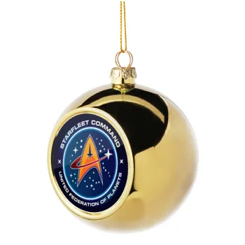 Starfleet command, Golden Christmas tree ball ornament 8cm