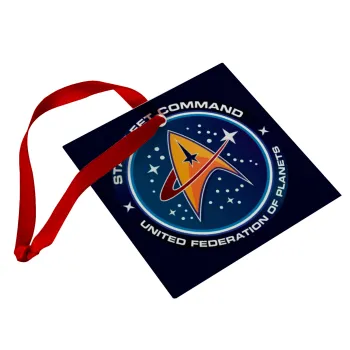 Starfleet command, Στολίδι Χριστουγεννιάτικο στολίδι γυάλινο τετράγωνο 9x9cm