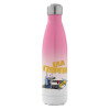 Metal mug thermos Pink/White (Stainless steel), double wall, 500ml