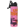 Metallic water bottle with safety lid, 850ml aluminum