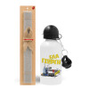 Easter Set, metallic aluminum water bottle (500ml) & aromatic flat Easter candle (30cm) (GRAY)
