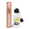 Easter Set, metallic aluminum bottle (500ml) & aromatic flat Easter candle (30cm) (PINK)