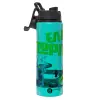 Metallic water bottle with safety lid, 850ml aluminum