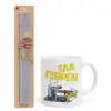 Easter Set, Ceramic Cup (330ml) & Easter aromatic flat candle (30cm) (GRAY)