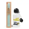 Easter Set, metallic aluminum water bottle (500ml) & scented flat candle (30cm) (TURQUOISE)