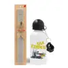 Easter Set, metallic aluminum water bottle (500ml) & aromatic flat Easter candle (30cm) (GRAY)