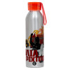 Aluminum Sports Bottle 650ml – Silver with Red Cap and Silicone Strap