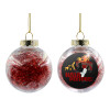Transparent Christmas tree ball ornament with red filling 8cm