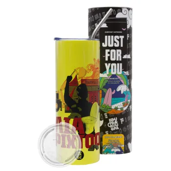 Ηλία ρίχτοοο!!!, Neon Yellow Travel Tumbler θερμό, μεταλλικό καλαμάκι(Ανωξείδωτο 304 Food grade, BPA free, 600ml)