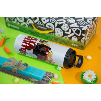 Ηλία ρίχτοοο!!!, Easter candle,Travel Tumbler 2 Lids, with metal straw & cleaning brush & aromatic flat candle (30cm) (BLUE)