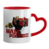 Mug heart red handle, ceramic, 330ml