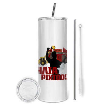 Ηλία ρίχτο!, Tumbler stainless steel 600ml, with metal straw & cleaning brush