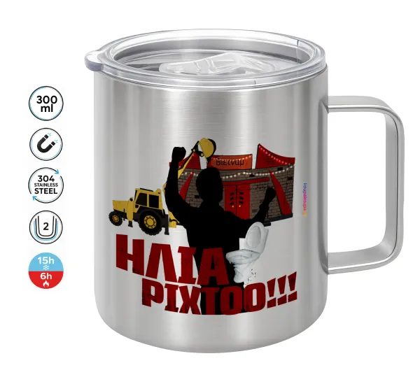 Ηλία ρίχτο! — Double-walled stainless steel mug 300ml with temperature-retaining lid