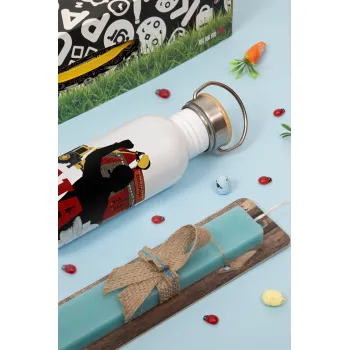 Ηλία ρίχτο!, Πασχαλινή Λαμπάδα με παγούρι μεταλλικό (620ml, stainless steel) & κερί αρωματικό πλακέ (30cm) (ΤΙΡΚΟΥΑΖ)