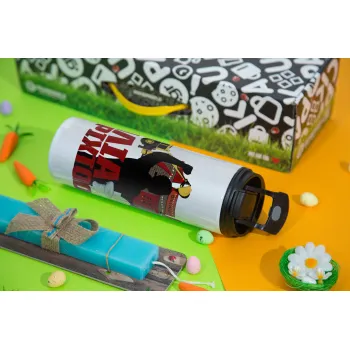 Ηλία ρίχτο!, Πασχαλινή Λαμπάδα με Travel Tumbler θερμό με διπλό καπάκι (600ml, BPA free) & κερί αρωματικό πλακέ (30cm) (ΤΙΡΚΟΥΑΖ)
