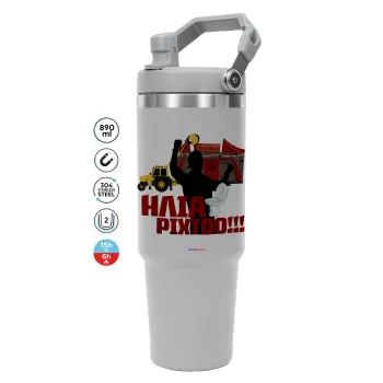 Ηλία ρίχτο!, GREY color, 890ml (30oz) stainless Steel Tumbler with Handle